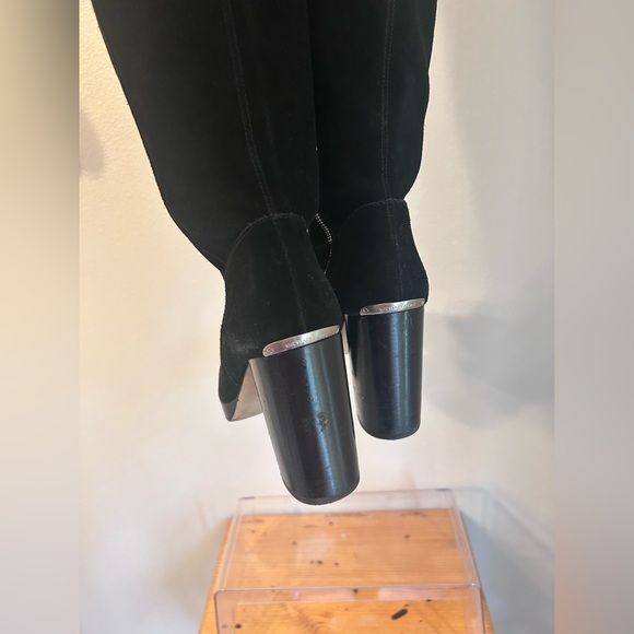 Michael Kors Classic Black Knee-High Suede Boots - Women's Stylish Block Heel - Picture 4 of 11